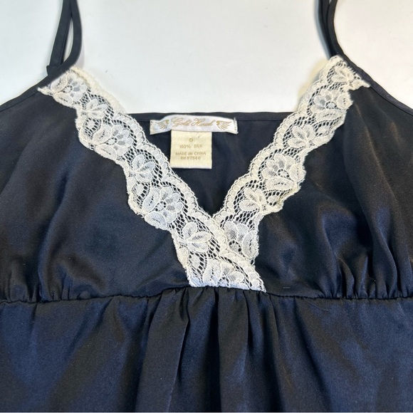 Gold Hawk Black Silk Lace Trim Y2K Babydoll Top, Cami. Size S - Picture 6 of 6